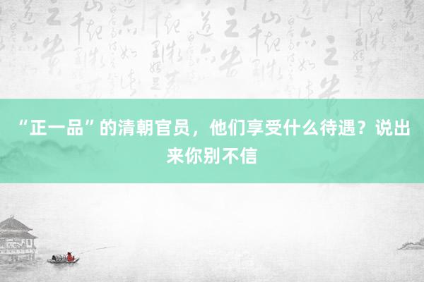 “正一品”的清朝官员，他们享受什么待遇？说出来你别不信