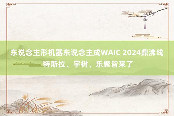 东说念主形机器东说念主成WAIC 2024鼎沸线 特斯拉、宇树、乐聚皆来了