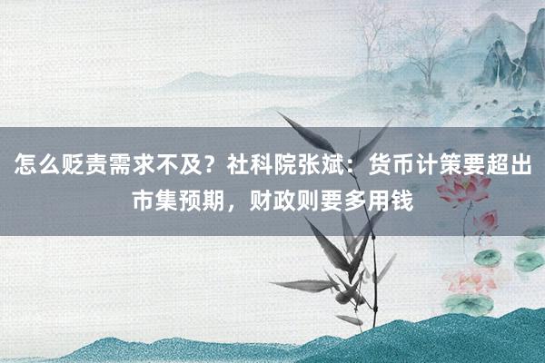 怎么贬责需求不及？社科院张斌：货币计策要超出市集预期，财政则要多用钱