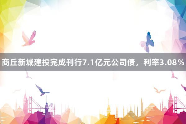 商丘新城建投完成刊行7.1亿元公司债，利率3.08％