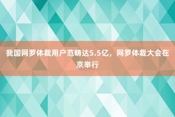 我国网罗体裁用户范畴达5.5亿，网罗体裁大会在京举行