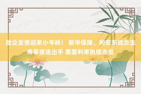 险企发债迎来小岑岭！ 新华保障、利安东说念主寿等接连出手 票面利率执续走低