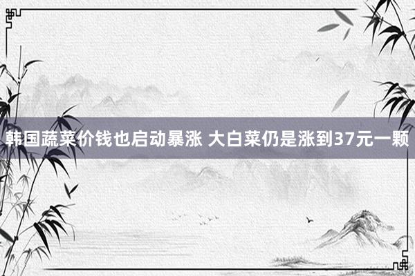 韩国蔬菜价钱也启动暴涨 大白菜仍是涨到37元一颗