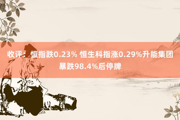 收评：恒指跌0.23% 恒生科指涨0.29%升能集团暴跌98.4%后停牌