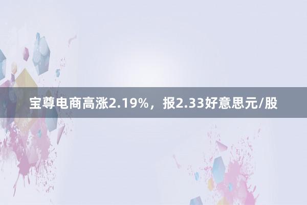 宝尊电商高涨2.19%，报2.33好意思元/股