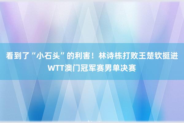 看到了“小石头”的利害！林诗栋打败王楚钦挺进WTT澳门冠军赛男单决赛