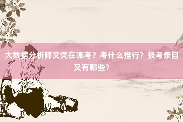 大数据分析师文凭在哪考？考什么推行？报考条目又有哪些？